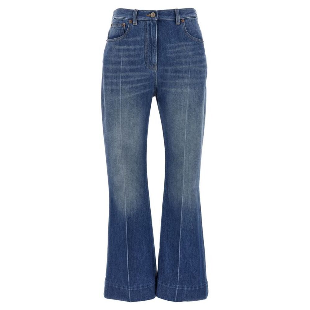 Valentino Garavani Blue Cotton Flared Women's Jeans